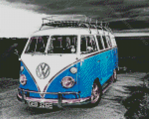 Blue Vw Camper Van Diamond Painting