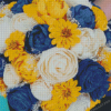 Blue Yellow Bouquet Flowers Diamond Painting