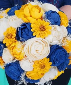 Blue Yellow Bouquet Flowers Diamond Painting