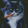 Cat Animal Smoking Diamond Painting