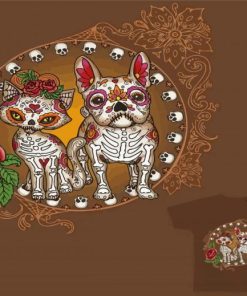 Cat And Dog Sugar Skull Animal Diamond Painting