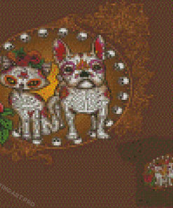 Cat And Dog Sugar Skull Animal Diamond Painting