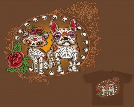 Cat And Dog Sugar Skull Animal Diamond Painting