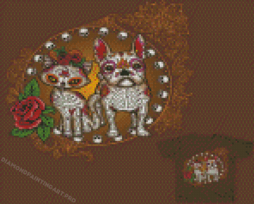 Cat And Dog Sugar Skull Animal Diamond Painting