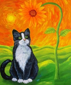 Cat Sunflower Diamond Painting