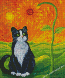 Cat Sunflower Diamond Painting