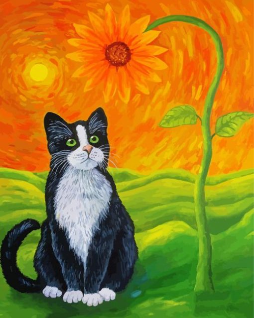 Cat Sunflower Diamond Painting