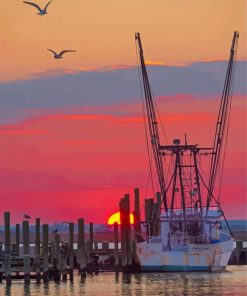 Chincoteague Harbor At Sunset Diamond Painting