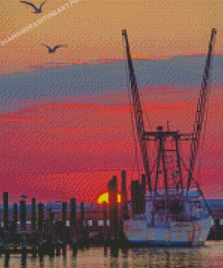 Chincoteague Harbor At Sunset Diamond Painting