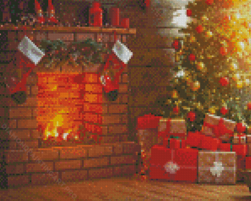 Chrismas Fireplace Diamond Painting