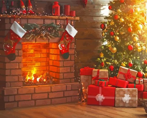 Chrismas Fireplace Diamond Painting