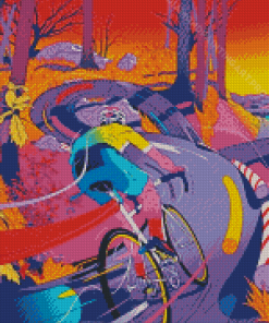 Colorful Mountain Cycling Diamond Painting