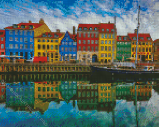 Colorful Houses Copenhagen Diamond Painting