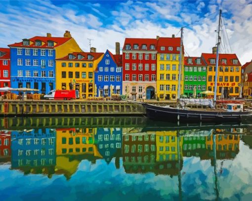 Colorful Houses Copenhagen Diamond Painting