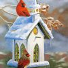 Cool Birdhouse And Cardinals Diamond Painting