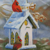 Cool Birdhouse And Cardinals Diamond Painting