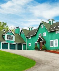 Cool Green Barn Diamond Painting