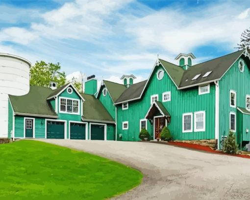 Cool Green Barn Diamond Painting