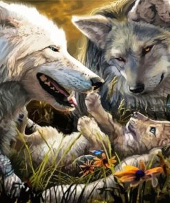 Cute Wolf Family Diamond Painting