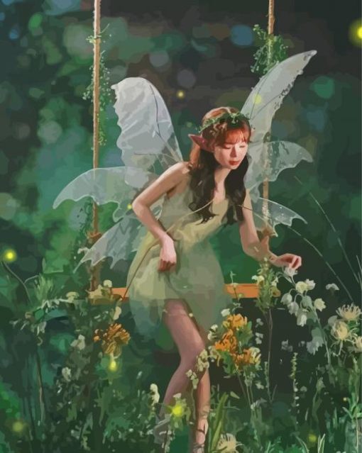 Fairy Elf On Swing Diamond Painting