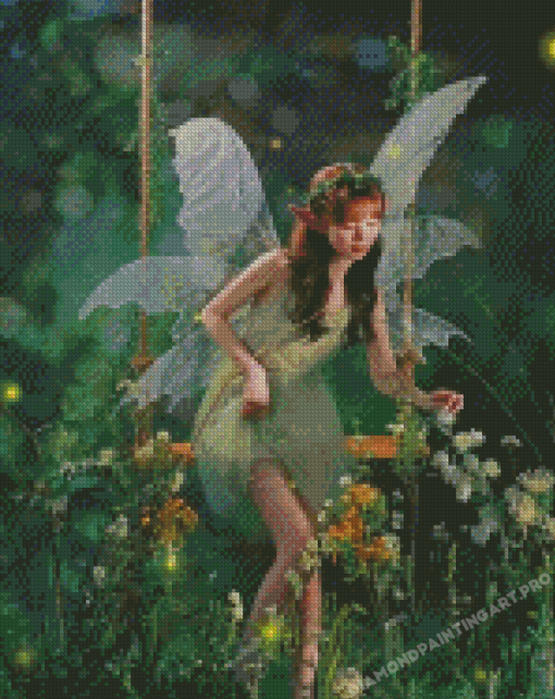 Fairy Elf On Swing Diamond Painting