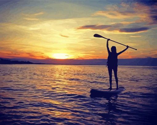 Girl Enjoying Paddleboarding Diamond Painting