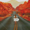 Girl In Road To Valley Of Fire State Park Diamond Painting