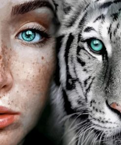 Girl With Freckles And Tiger Diamond Painting