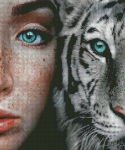 Girl With Freckles And Tiger Diamond Painting