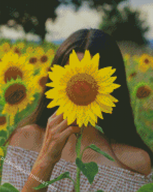 Girl With Sunflower Diamond Painting