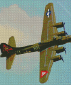 Green B 17 Airplane Diamond Painting