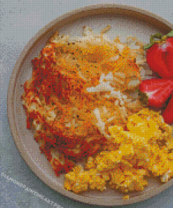 Hash Browns With Egg And Strawberry Diamond Painting