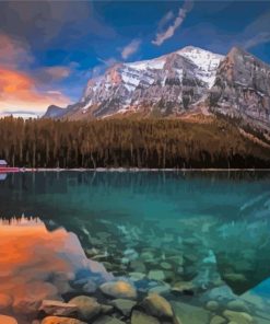 Lake Louise Canada Sunset Diamond Painting