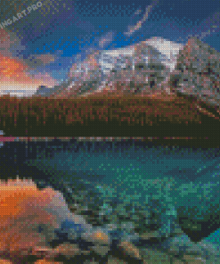 Lake Louise Canada Sunset Diamond Painting