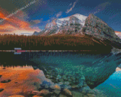 Lake Louise Canada Sunset Diamond Painting