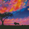 Lion Sunset Diamond Painting