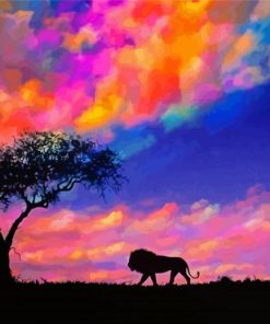 Lion Sunset Diamond Painting