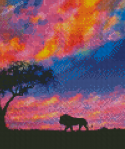 Lion Sunset Diamond Painting