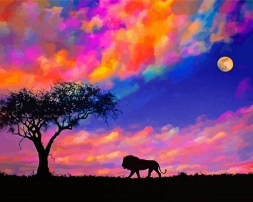 Lion Sunset Diamond Painting