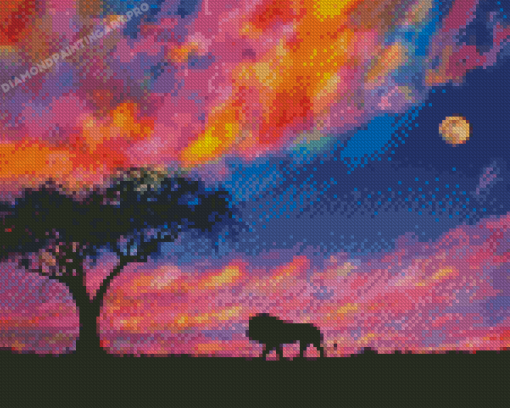 Lion Sunset Diamond Painting