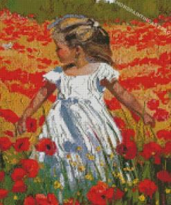 Little Girl In Poppy Field Diamond Painting