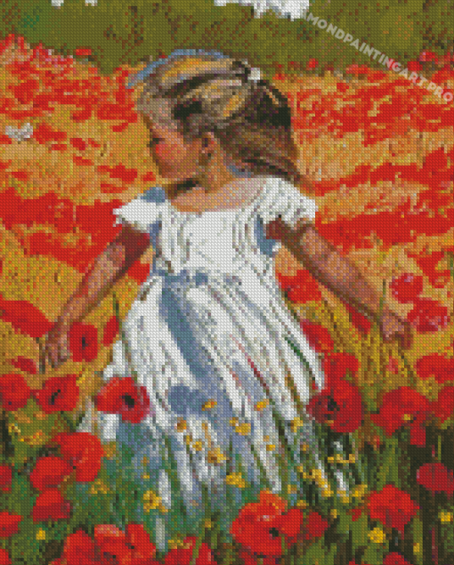 Little Girl In Poppy Field Diamond Painting