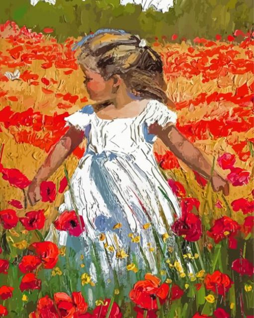 Little Girl In Poppy Field Diamond Painting