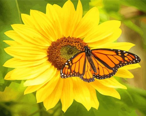 Monarch Butterfly On Sunflower Diamond Painting