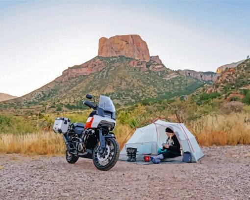 Mountain Motorcycle Camping Diamond Painting