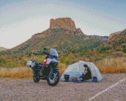 Mountain Motorcycle Camping Diamond Painting