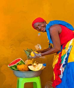 Old African Woman With Fruit Diamond Painting