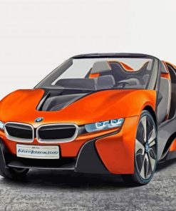 Orange Bmw I8 Sport Car Diamond Painting