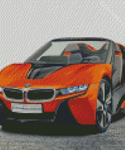 Orange Bmw I8 Sport Car Diamond Painting