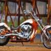 Orange Chopper Motorcycle Diamond Painting